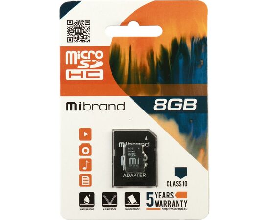 Карта памяти Mibrand 8GB microSDHC class 10 (MICDHC10/8GB-A)