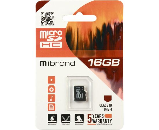 Карта памяти Mibrand 16GB microSDHC class 10 UHS-I (MICDHU1/16GB)