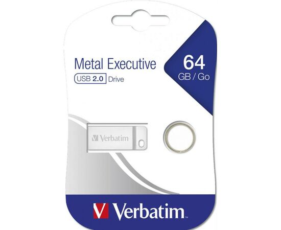 USB флеш накопитель Verbatim 64GB Metal Executive Silver USB 2.0 (98750), изображение 5 USB флеш накопитель Verbatim 64GB Metal Executive Silver USB 2.0 (98750), изображение 5