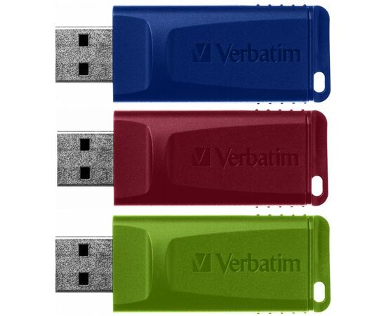 USB флеш накопитель Verbatim 3x16GB Slider Red/Blue/Green USB 2.0 (49326), изображение 2 USB флеш накопитель Verbatim 3x16GB Slider Red/Blue/Green USB 2.0 (49326), изображение 2