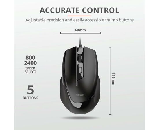 Мышка Trust Voca USB Black (23650), изображение 8 Мышка Trust Voca USB Black (23650), изображение 8