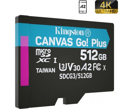 Карта памяти Kingston 512GB microSDXC class 10 UHS-I/U3 Canvas Go Plus (SDCG3/512GBSP), изображение 2 Карта памяти Kingston 512GB microSDXC class 10 UHS-I/U3 Canvas Go Plus (SDCG3/512GBSP), изображение 2