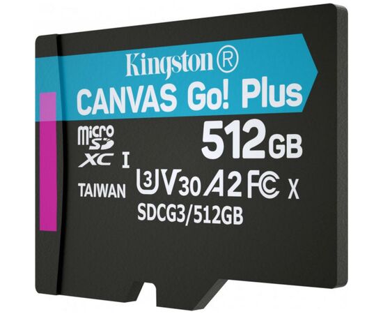Карта памяти Kingston 512GB microSDXC class 10 UHS-I/U3 Canvas Go Plus (SDCG3/512GBSP), изображение 3 Карта памяти Kingston 512GB microSDXC class 10 UHS-I/U3 Canvas Go Plus (SDCG3/512GBSP), изображение 3