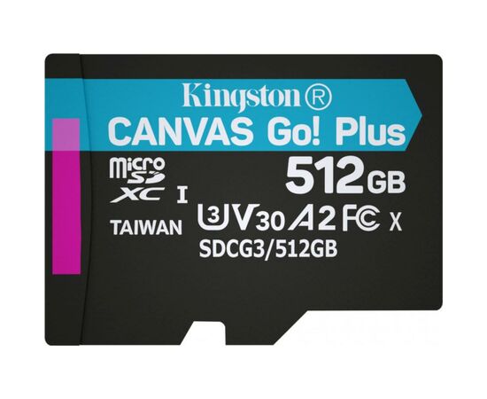 Карта пам'яті Kingston 512GB microSDXC class 10 UHS-I/U3 Canvas Go Plus (SDCG3/512GBSP)