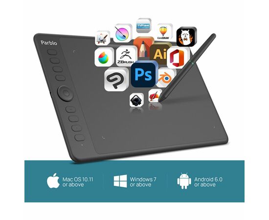 Графічний планшет Parblo Intangbo M Black (INTANGBOM), зображення 3 Графічний планшет Parblo Intangbo M Black (INTANGBOM), зображення 3