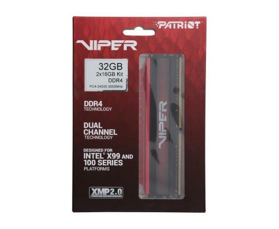 Модуль пам'яті для комп'ютера DDR4 32GB (2x16GB) 3000 MHz Viper 4 Patriot (PV432G300C6K), зображення 3 Модуль пам'яті для комп'ютера DDR4 32GB (2x16GB) 3000 MHz Viper 4 Patriot (PV432G300C6K), зображення 3