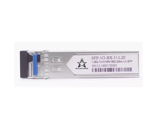 Модуль SFP Alistar Модуль SFP 1000BASE-BX 1SM WDM LC 20KM TX1310/RX1550nm DDM (SFP-1G-BX-U-L20), изображение 2 Модуль SFP Alistar Модуль SFP 1000BASE-BX 1SM WDM LC 20KM TX1310/RX1550nm DDM (SFP-1G-BX-U-L20), изображение 2