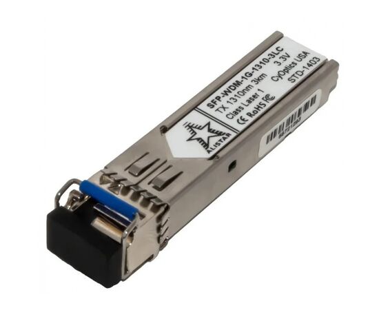 Модуль SFP Alistar Модуль SFP 1000BASE-BX 1SM WDM LC 3KM TX1310/RX1550nm DDM (SFP-1G-BX-U-L03)