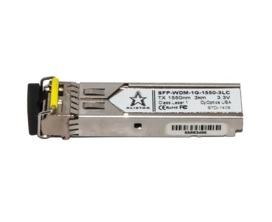 Модуль SFP Alistar Модуль SFP 1000BASE-BX 1SM WDM LC 3KM TX1550/RX1310nm DDM (SFP-1G-BX-D-L03)