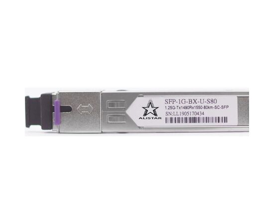 Модуль SFP Alistar Модуль SFP 1000BASE-BX 1SM WDM SC 80KM TX1490/RX1550nm DDM (SFP-1G-BX-U-S80)