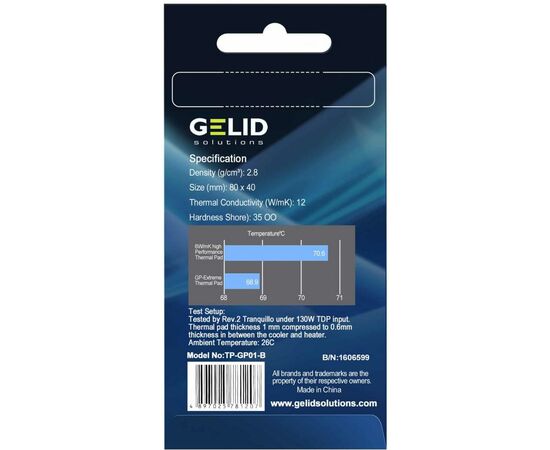 Термопрокладка Gelid Solutions GP-Extreme 80x40x0.5 mm (TP-GP01-A), изображение 4 Термопрокладка Gelid Solutions GP-Extreme 80x40x0.5 mm (TP-GP01-A), изображение 4