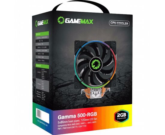Кулер для процессора Gamemax GAMMA 500 RGB, изображение 6 Кулер для процессора Gamemax GAMMA 500 RGB, изображение 6