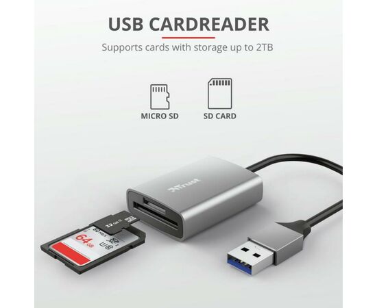 Считыватель флеш-карт Trust DALYX FAST USB 3.2 ALUMINIUM (24135_TRUST), изображение 6 Считыватель флеш-карт Trust DALYX FAST USB 3.2 ALUMINIUM (24135_TRUST), изображение 6