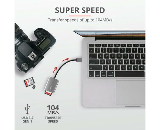 Считыватель флеш-карт Trust DALYX FAST USB 3.2 ALUMINIUM (24135_TRUST), изображение 7 Считыватель флеш-карт Trust DALYX FAST USB 3.2 ALUMINIUM (24135_TRUST), изображение 7