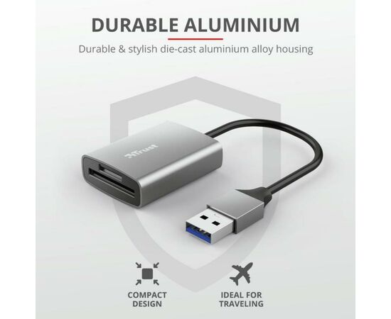 Считыватель флеш-карт Trust DALYX FAST USB 3.2 ALUMINIUM (24135_TRUST), изображение 8 Считыватель флеш-карт Trust DALYX FAST USB 3.2 ALUMINIUM (24135_TRUST), изображение 8