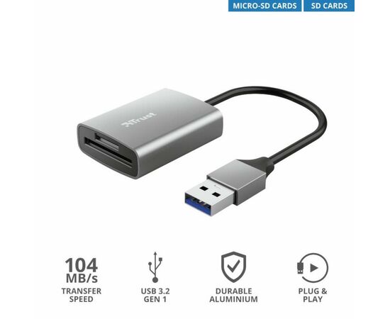 Считыватель флеш-карт Trust DALYX FAST USB 3.2 ALUMINIUM (24135_TRUST), изображение 9 Считыватель флеш-карт Trust DALYX FAST USB 3.2 ALUMINIUM (24135_TRUST), изображение 9