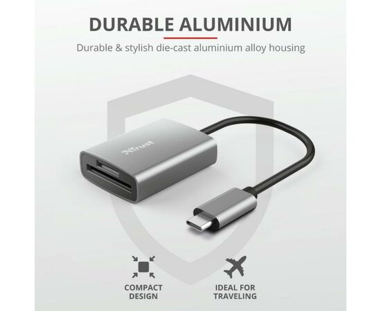 Считыватель флеш-карт Trust DALYX FAST USB-C ALUMINIUM (24136_TRUST), изображение 8 Считыватель флеш-карт Trust DALYX FAST USB-C ALUMINIUM (24136_TRUST), изображение 8