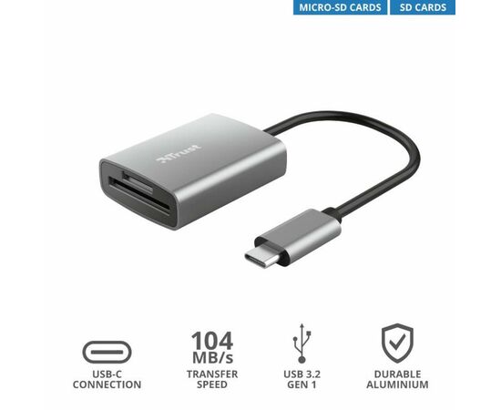 Считыватель флеш-карт Trust DALYX FAST USB-C ALUMINIUM (24136_TRUST), изображение 9 Считыватель флеш-карт Trust DALYX FAST USB-C ALUMINIUM (24136_TRUST), изображение 9