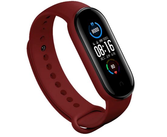 Ремешок для фитнес браслета BeCover Silicone для Xiaomi Mi Smart Band 5 Burgundy Red (705063)