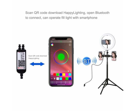Набор блогера Puluz Ring USB RGBW LED lamp PKT3055B 10.2" + tripod 1.65 м (PKT3055B), изображение 3 Набор блогера Puluz Ring USB RGBW LED lamp PKT3055B 10.2" + tripod 1.65 м (PKT3055B), изображение 3