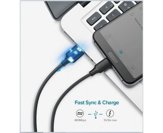 Дата кабель USB 2.0 AM to Type-C 2.0m US287 Black Ugreen (60118), изображение 3 Дата кабель USB 2.0 AM to Type-C 2.0m US287 Black Ugreen (60118), изображение 3
