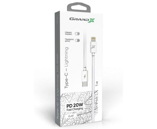 Дата кабель USB TypeC to Lightning Grand-X (CL-07), зображення 3 Дата кабель USB TypeC to Lightning Grand-X (CL-07), зображення 3