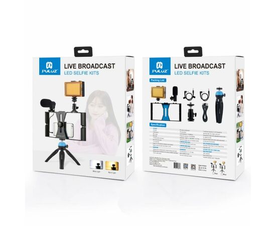 Набор блогера Puluz 4in1 (light, mount, phone holder, microphone) (PKT3023), изображение 6 Набор блогера Puluz 4in1 (light, mount, phone holder, microphone) (PKT3023), изображение 6