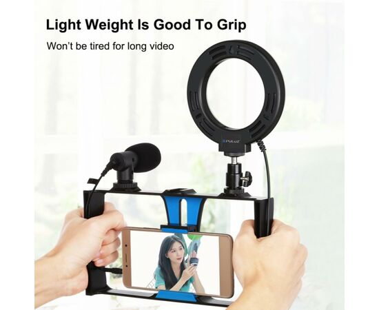 Набор блогера Puluz 4in1 (ring light, mount, phone holder, microphone) (PKT3025L), изображение 4 Набор блогера Puluz 4in1 (ring light, mount, phone holder, microphone) (PKT3025L), изображение 4