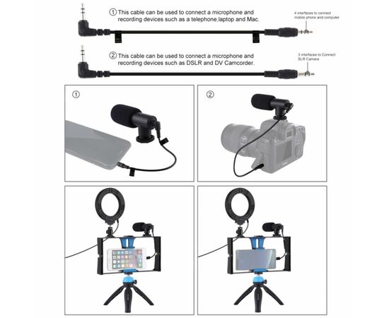 Набор блогера Puluz 4in1 (ring light, mount, phone holder, microphone) (PKT3025L), изображение 5 Набор блогера Puluz 4in1 (ring light, mount, phone holder, microphone) (PKT3025L), изображение 5