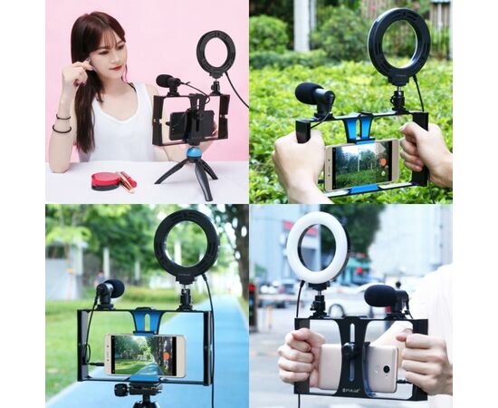 Набор блогера Puluz 4in1 (ring light, mount, phone holder, microphone) (PKT3025L), изображение 8 Набор блогера Puluz 4in1 (ring light, mount, phone holder, microphone) (PKT3025L), изображение 8