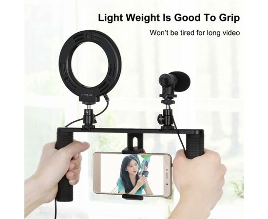 Набор блогера Puluz 4in1 (ring light, mount, phone holder, microphone) (PKT3028), изображение 3 Набор блогера Puluz 4in1 (ring light, mount, phone holder, microphone) (PKT3028), изображение 3