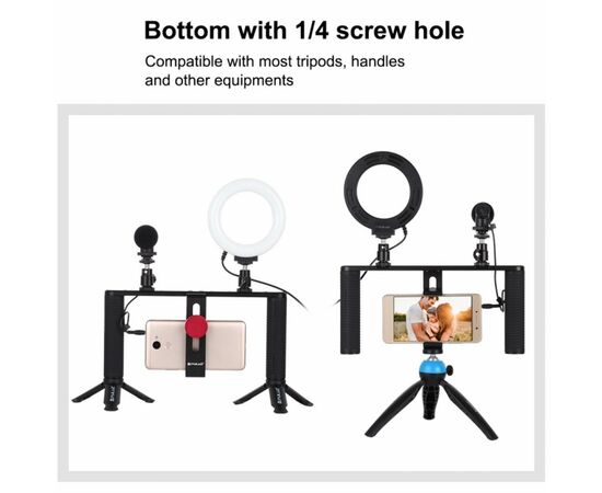 Набор блогера Puluz 4in1 (ring light, mount, phone holder, microphone) (PKT3028), изображение 4 Набор блогера Puluz 4in1 (ring light, mount, phone holder, microphone) (PKT3028), изображение 4