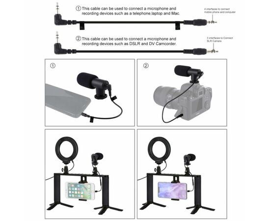 Набор блогера Puluz 4in1 (ring light, mount, phone holder, microphone) (PKT3028), изображение 5 Набор блогера Puluz 4in1 (ring light, mount, phone holder, microphone) (PKT3028), изображение 5