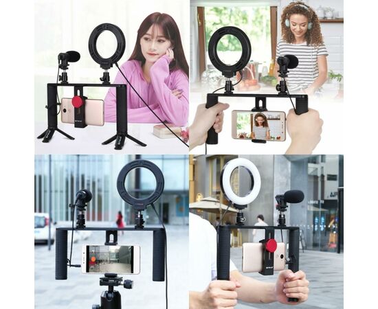 Набор блогера Puluz 4in1 (ring light, mount, phone holder, microphone) (PKT3028), изображение 8 Набор блогера Puluz 4in1 (ring light, mount, phone holder, microphone) (PKT3028), изображение 8