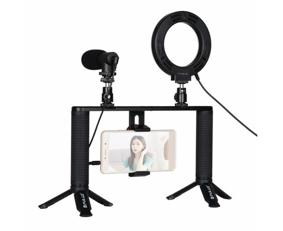 Набір блогера Puluz 4in1 (ring light, mount, phone holder, microphone) (PKT3028)