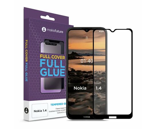 Стекло защитное MakeFuture Nokia 1.4 Full Cover Full Glue (MGF-N14)