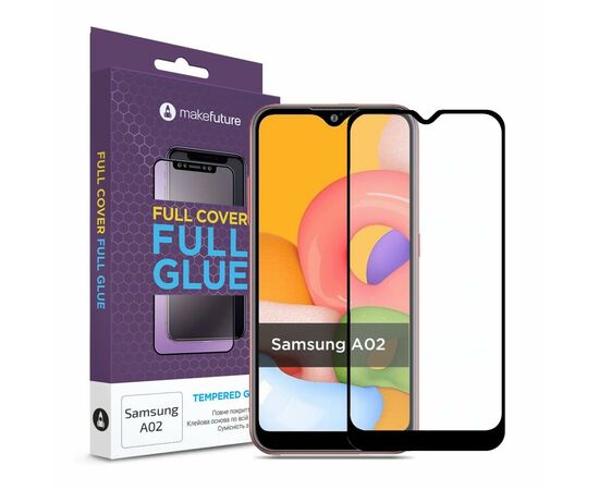 Стекло защитное MakeFuture Samsung A02 Full Cover Full Glue (MGF-SA02)