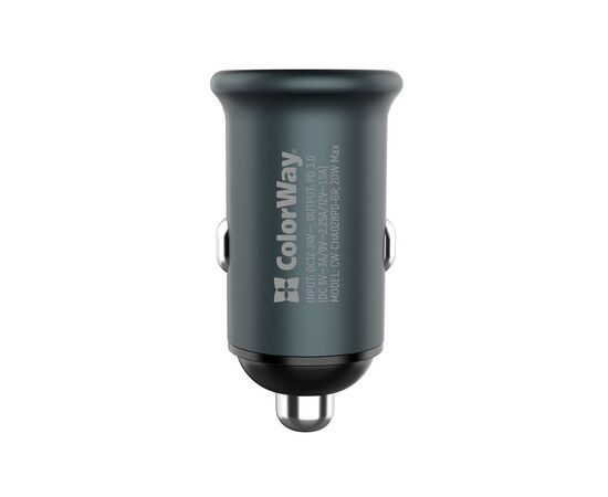 Зарядное устройство ColorWay 1USB Car ( PD USB Type-C (20W) Gray (CW-CHA028PD-GR), изображение 5 Зарядное устройство ColorWay 1USB Car ( PD USB Type-C (20W) Gray (CW-CHA028PD-GR), изображение 5