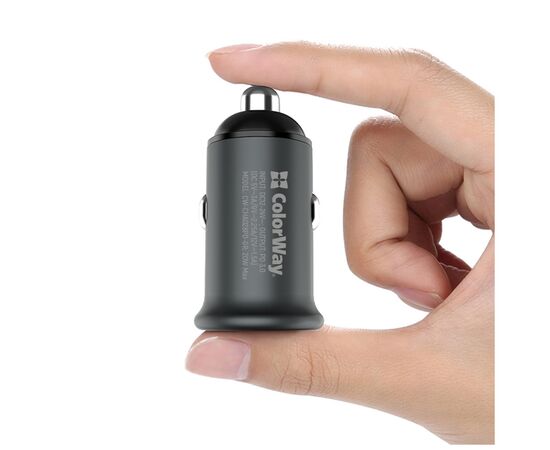 Зарядное устройство ColorWay 1USB Car ( PD USB Type-C (20W) Gray (CW-CHA028PD-GR), изображение 6 Зарядное устройство ColorWay 1USB Car ( PD USB Type-C (20W) Gray (CW-CHA028PD-GR), изображение 6