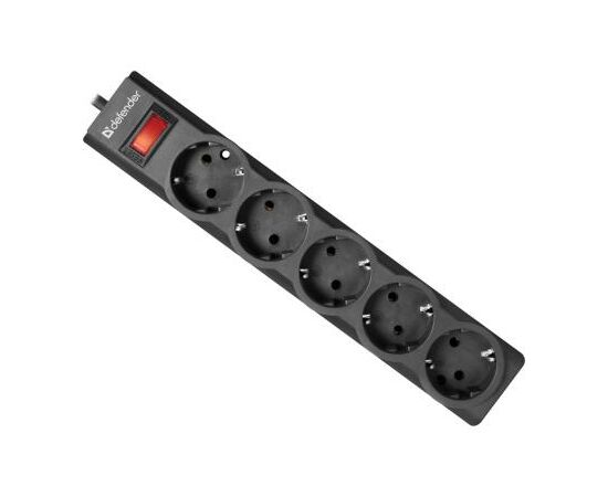 Сетевой фильтр питания Defender ES largo 3m 5 роз. black (99498), изображение 2 Сетевой фильтр питания Defender ES largo 3m 5 роз. black (99498), изображение 2