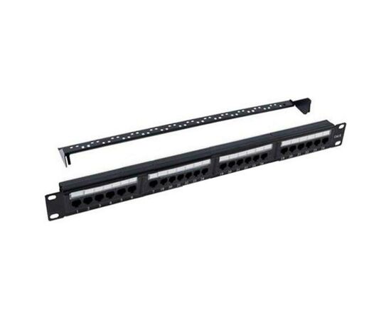 Патч-панель 19" 24xRJ-45 UTP cat.5e, 1U, with cable organizer Kingda (KD-PP07-UTP-C5e-24P)