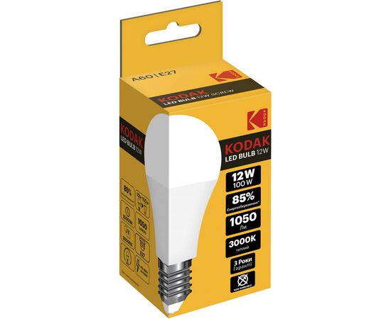 Лампочка Kodak A60 E27 12W 3000K (30419407/B-IK1), изображение 2 Лампочка Kodak A60 E27 12W 3000K (30419407/B-IK1), изображение 2
