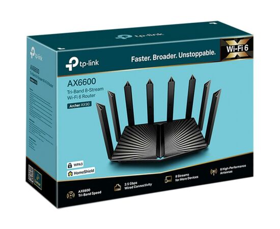 Маршрутизатор TP-Link ARCHER AX90 AX6600 3xGE LAN 1x2.5GE WAN 1xGE WAN USB 3.0 USB (ARCHER-AX90), изображение 4 Маршрутизатор TP-Link ARCHER AX90 AX6600 3xGE LAN 1x2.5GE WAN 1xGE WAN USB 3.0 USB (ARCHER-AX90), изображение 4