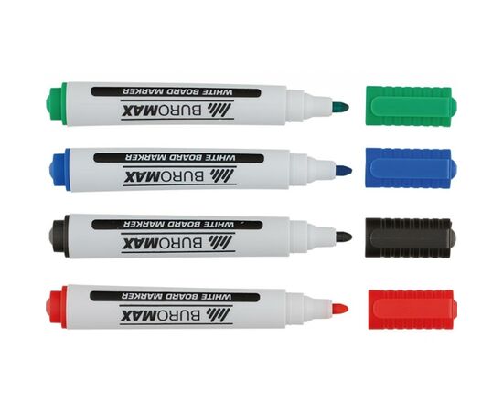 Набор маркеров Buromax JOBMAX Board, SET*4шт+губка (BM.8800-84), изображение 3 Набор маркеров Buromax JOBMAX Board, SET*4шт+губка (BM.8800-84), изображение 3