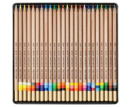 Карандаши цветные Koh-i-Noor Tri-Tone 23 цветов + 1 карандаш-блендер в металлическом пена (3444), изображение 2 Карандаши цветные Koh-i-Noor Tri-Tone 23 цветов + 1 карандаш-блендер в металлическом пена (3444), изображение 2