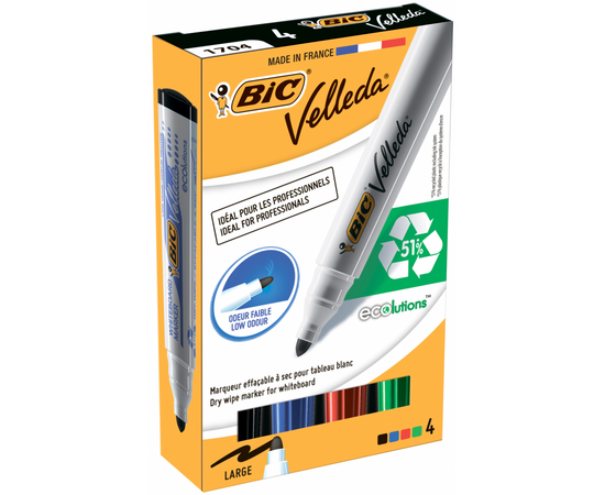 Маркер Bic Набор для сухостираемых досок Velleda Ecolutions на спирто (bc904941), изображение 2 Маркер Bic Набор для сухостираемых досок Velleda Ecolutions на спирто (bc904941), изображение 2