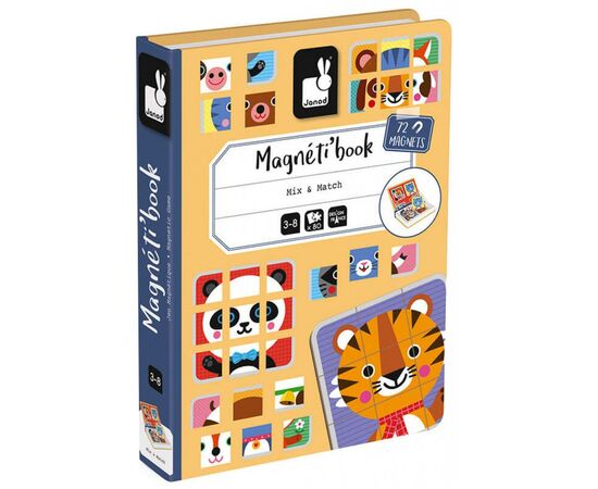 Развивающая игрушка Janod Магнитная книга Микс животных (J02587)