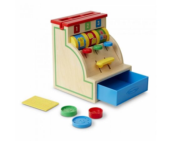 Развивающая игрушка Melissa&Doug Первый деревянный кассовый аппарат (MD3378), изображение 3 Развивающая игрушка Melissa&Doug Первый деревянный кассовый аппарат (MD3378), изображение 3