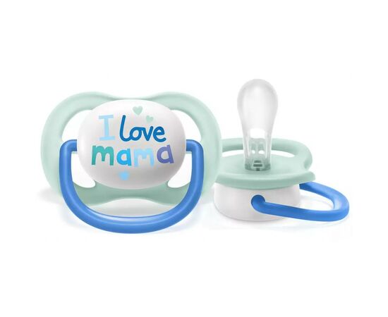 Пустышка Philips AVENT Ultra Air I love... для мальчиков 0-6 мес (SCF080/01), изображение 2 Пустышка Philips AVENT Ultra Air I love... для мальчиков 0-6 мес (SCF080/01), изображение 2