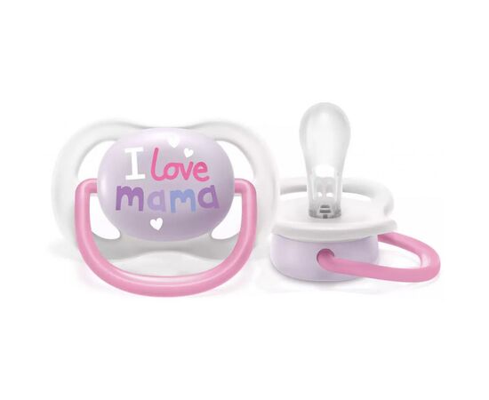 Пустышка Philips AVENT Ultra Air I love... для девочек 0-6 мес. (SCF080/02), изображение 2 Пустышка Philips AVENT Ultra Air I love... для девочек 0-6 мес. (SCF080/02), изображение 2